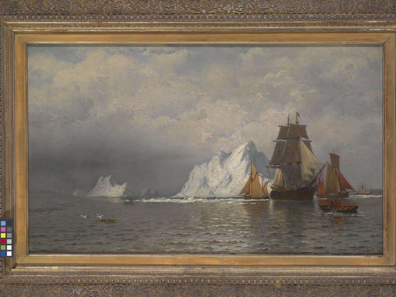 Labrador Kıyısında Balina Avcısı ve Balıkçı Gemileri (tuval üzerine yağlıboya) by William Bradford