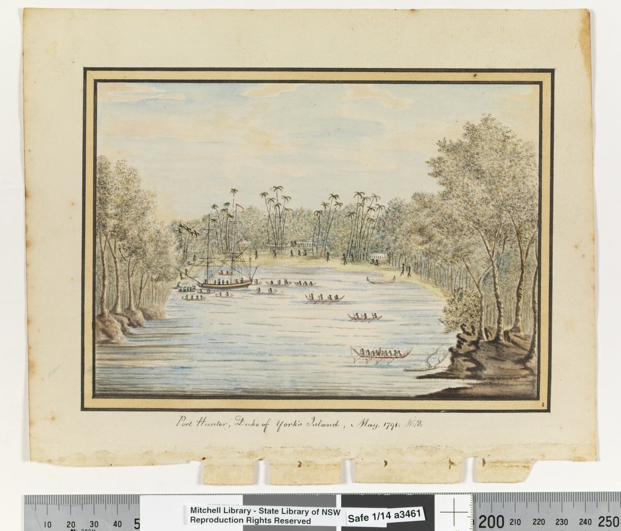 Op. P. 260. `Port Hunter, Duke of York's Island, Mayıs 1791', c.1802 (suluboya) by William Bradley