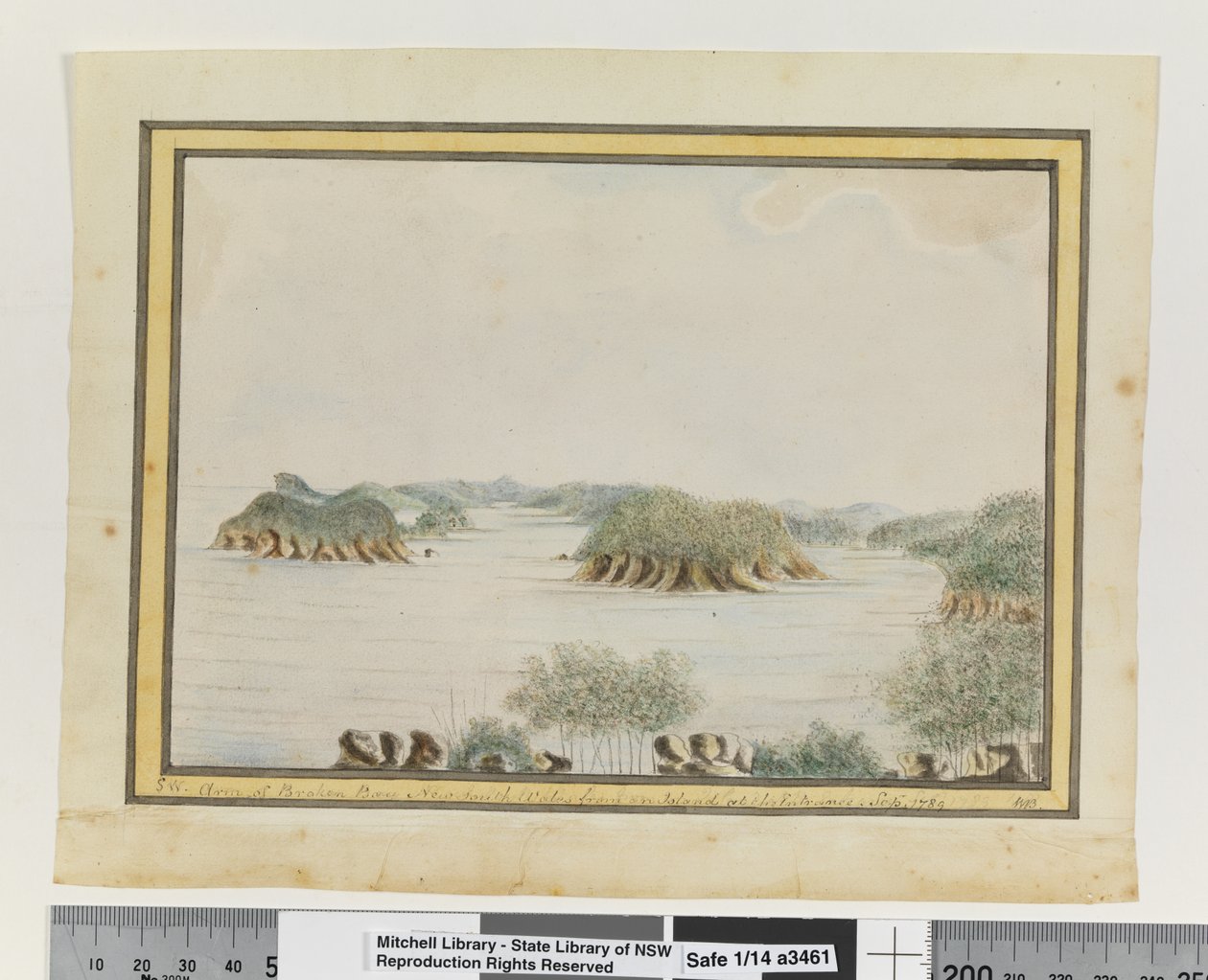 Op. P. 93. `SW. Girişteki bir adadan Broken Bay New South Wales kolu. Eylül 1789