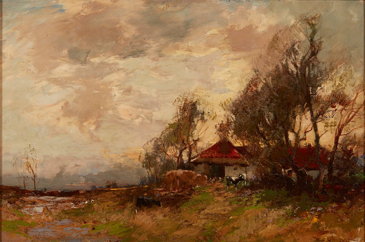 Bir Çiftlik Steading (tuval üzerine yağlı boya) by William Bradley Lamond