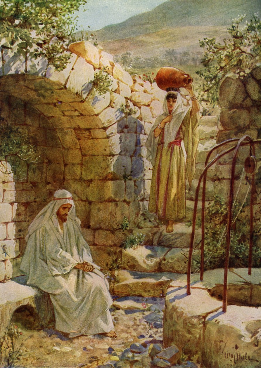 Jesus asks a Samaritan woman for water - Bible by William Brassey Hole