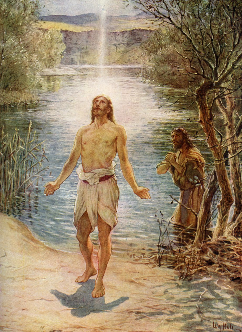 Jesus is baptised by Saint John - Bible by William Brassey Hole