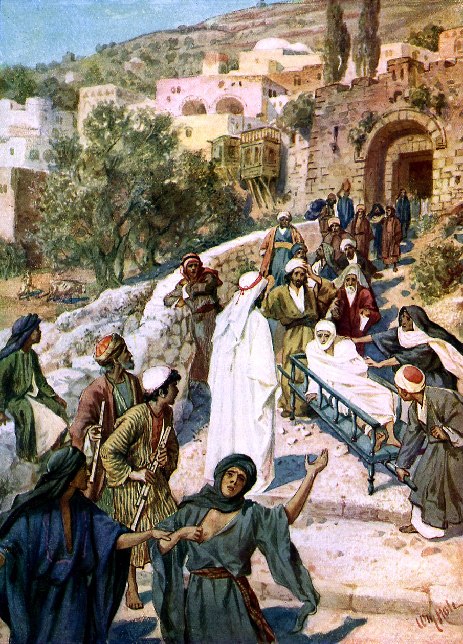 Jesus raises the son of the widow of Nain - Bible by William Brassey Hole
