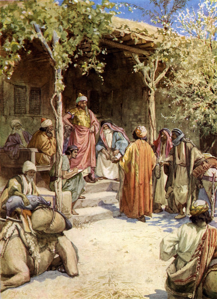 Joshuas treaty with the men of Gibeon - Bible by William Brassey Hole