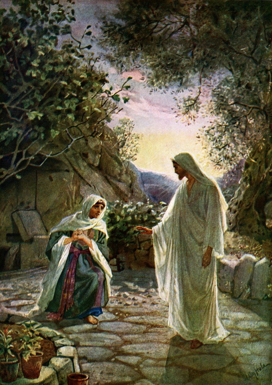 Mary Magdalene speaks to the risen Jesus - Bible by William Brassey Hole