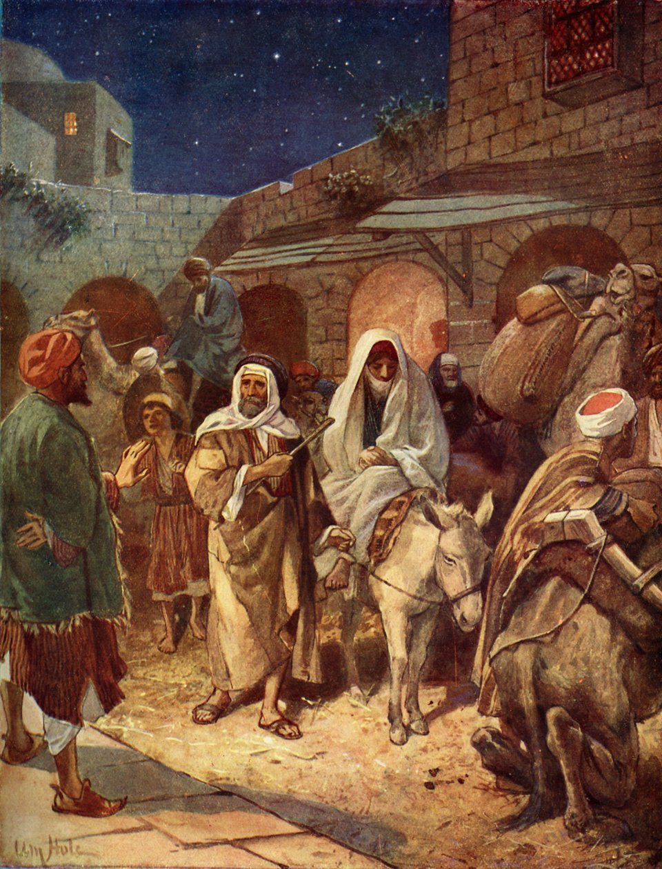 Mary and Joseph enter Bethlehem - Bible by William Brassey Hole