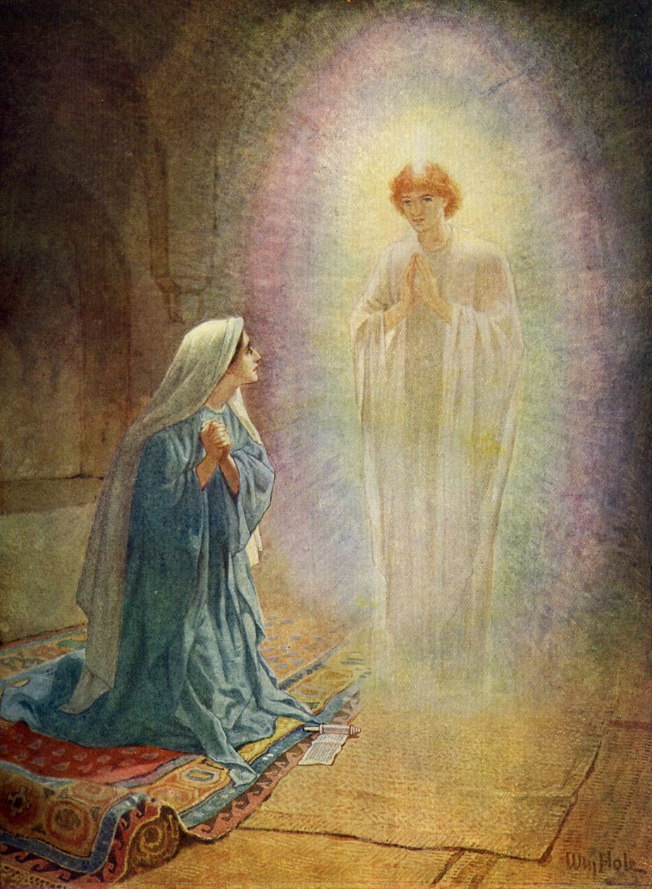 Mary sees the angel Gabriel - Bible by William Brassey Hole