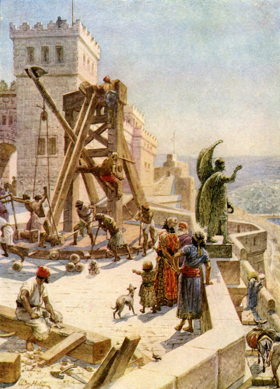 Uzziah erects engines of war on the walls - Bible by William Brassey Hole