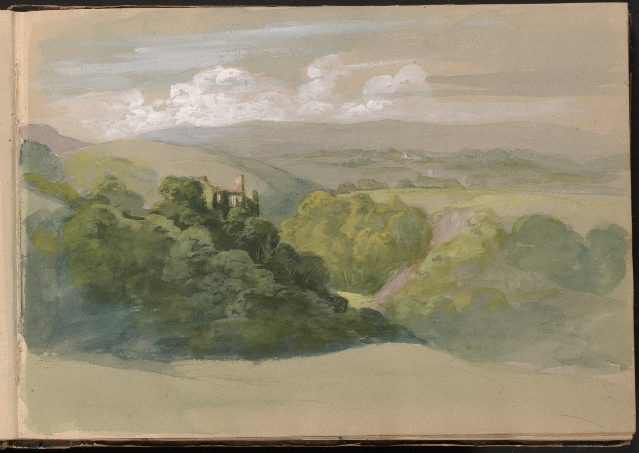 Berry Pomeroy Kalesi'nin görünümü by William Brockedon