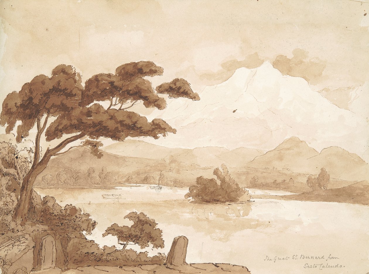recto: Göl ve Dağlarla Manzara Manzarası by William Brockedon