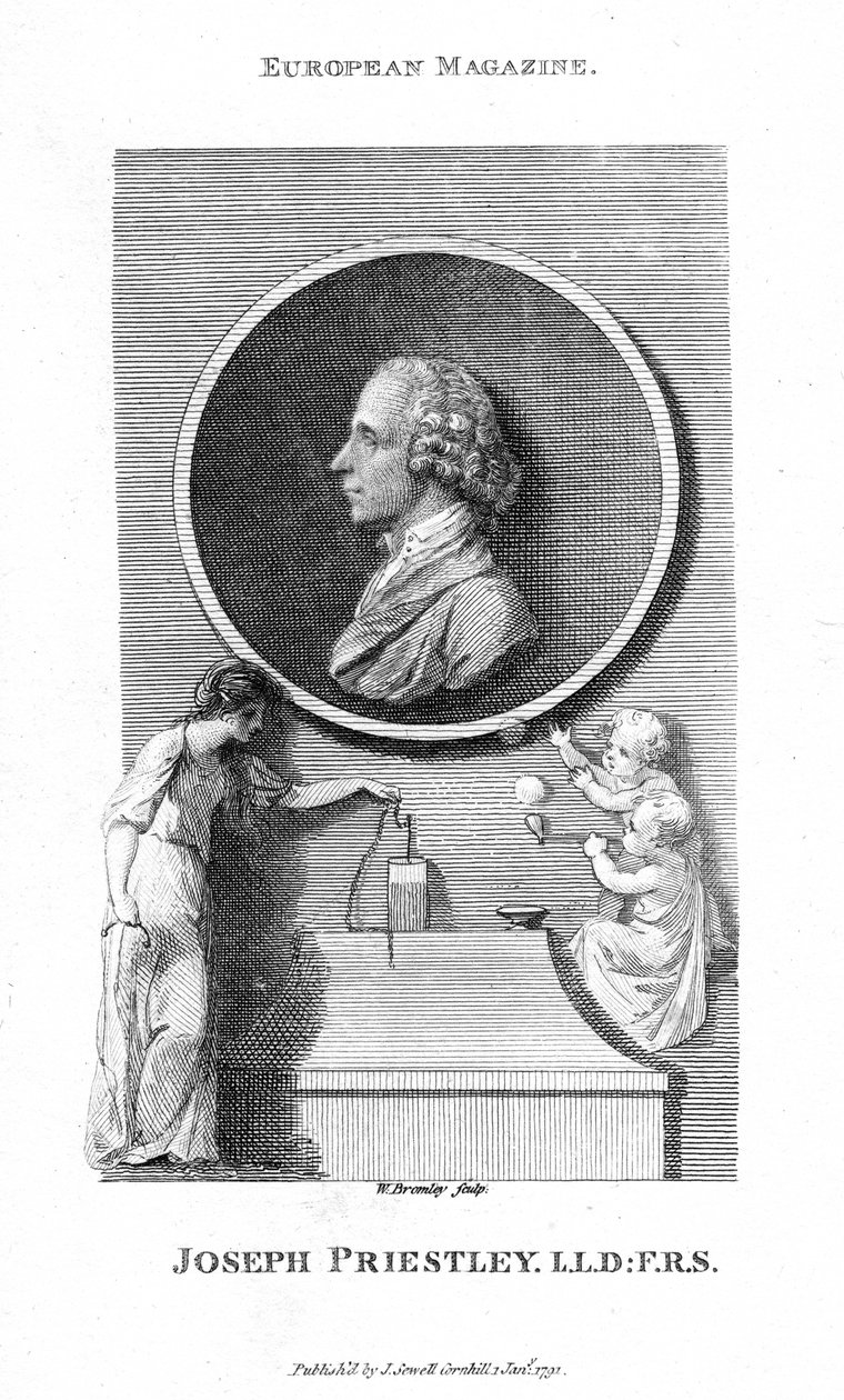 Joseph Priestley, İngiliz kimyager ve Presbiteryen bakanı, 1791 by William Bromley