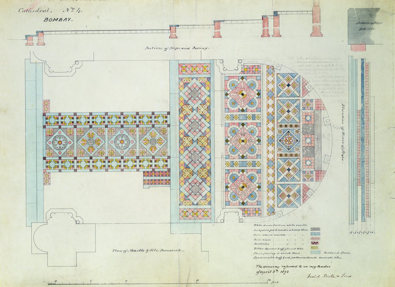 Kaldırım Tasarımı, Bombay Katedrali, Hindistan by William Butterfield