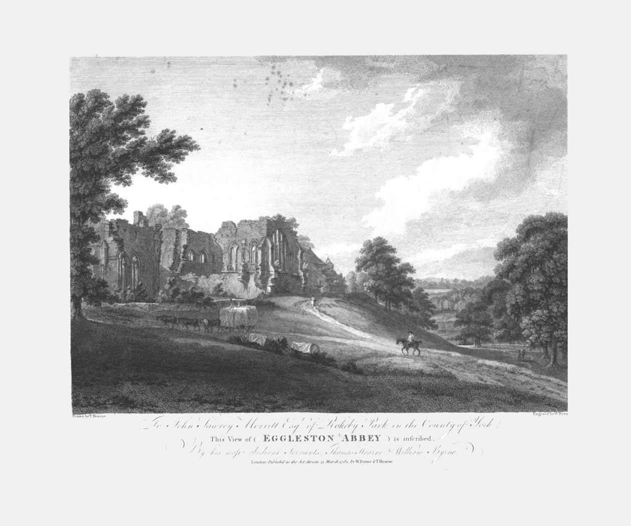 Eggleston Manastırı, c1782. by William Byrne