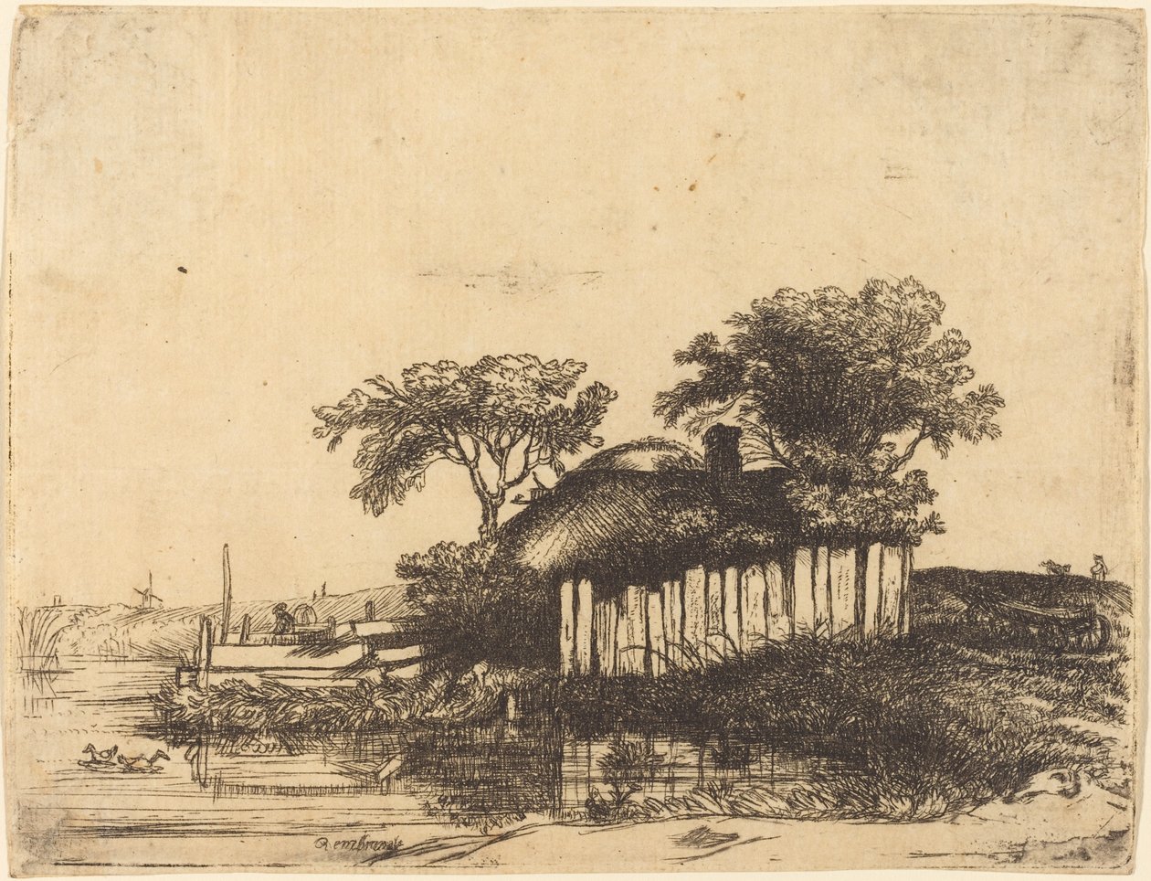 Beyaz Palingli Kır Evi by William Byron after Rembrandt van Rijn