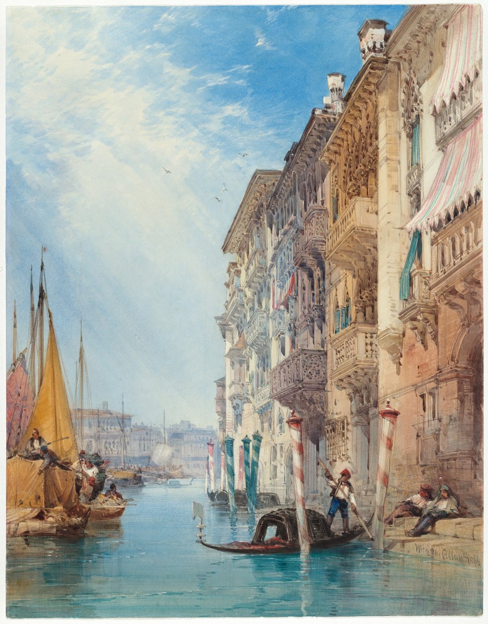 Büyük Kanal, Venedik üzerinde bir Gondol by William Callow