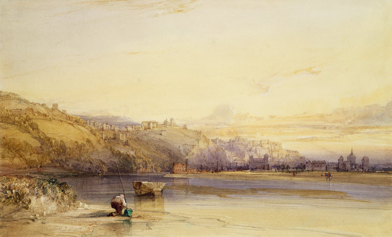 Saone Nehri kıyıları, Lyon by William Callow
