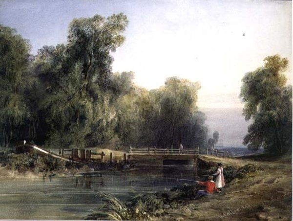 çocuklar olta balıkçılığı by William Callow