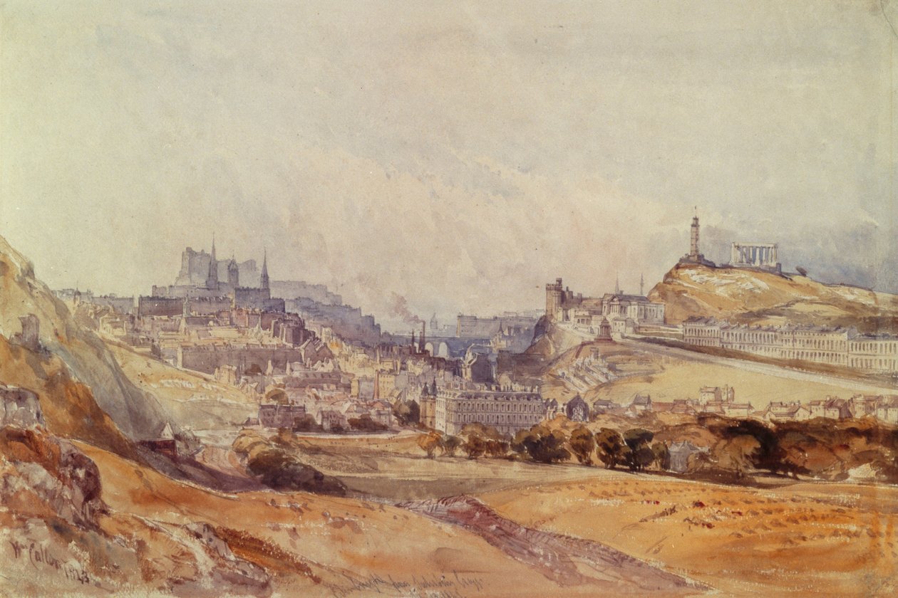 Salisbury Kayalıklarından Edinburg by William Callow