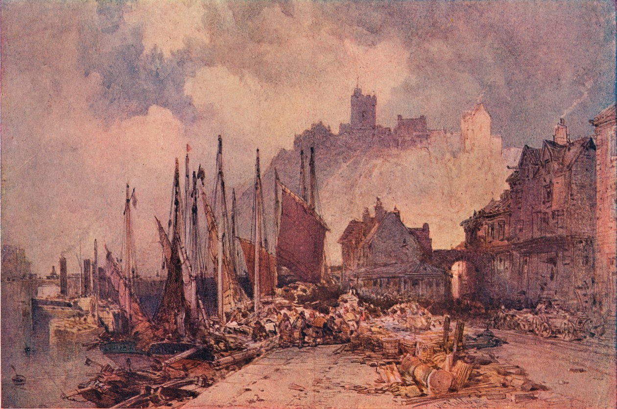 Rıhtımda Balık Pazarı, Folkestone Limanı, c1885 by William Callow