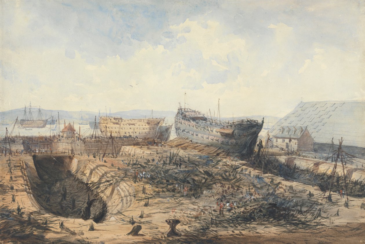 Yangından Sonra Plymouth Tersanesi by William Callow