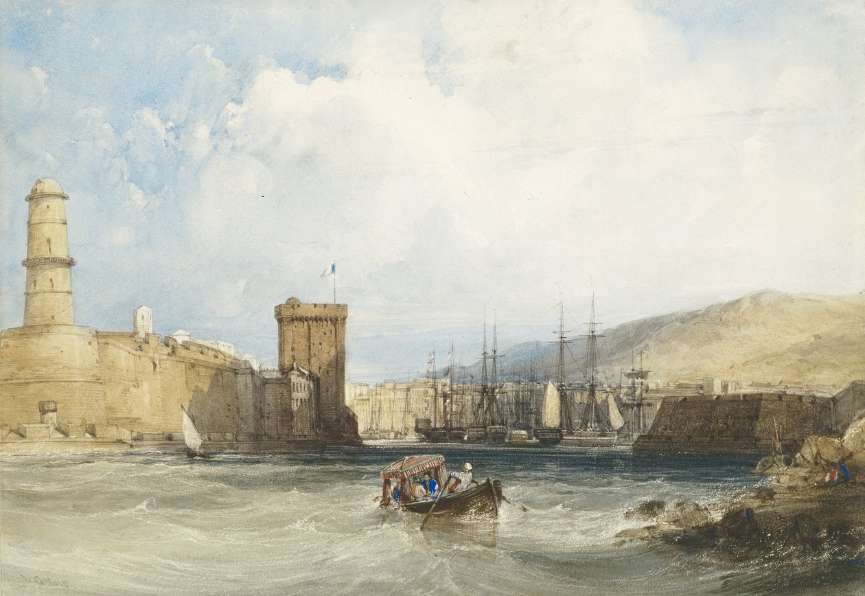 Marsilya Limanı Girişi, 1838 dolayları by William Callow