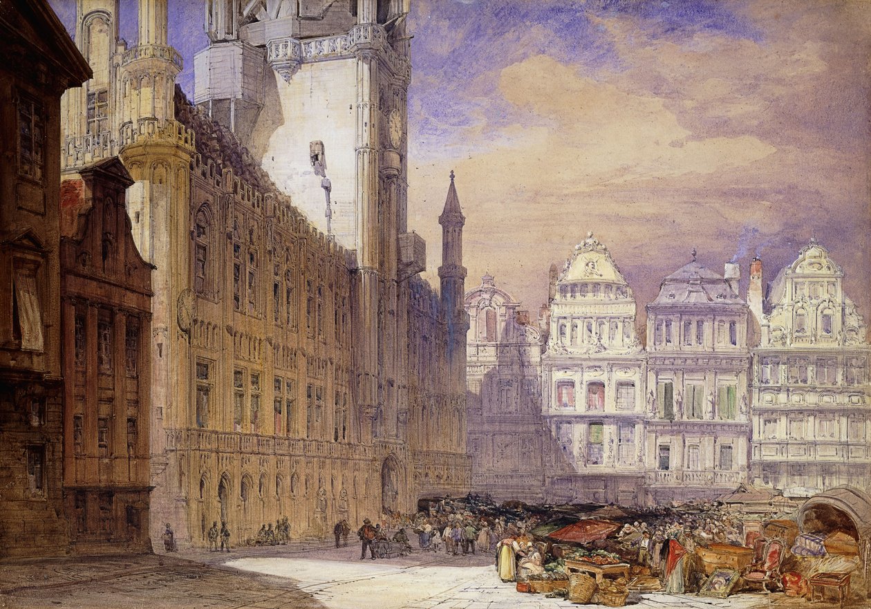 Hotel de Ville, Brüksel, 1856 by William Callow