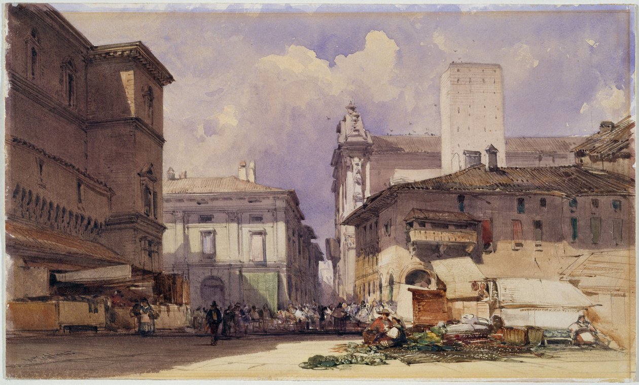 Via dell "Palazzo Comunale ile Independenza, Bologna, 1892 by William Callow