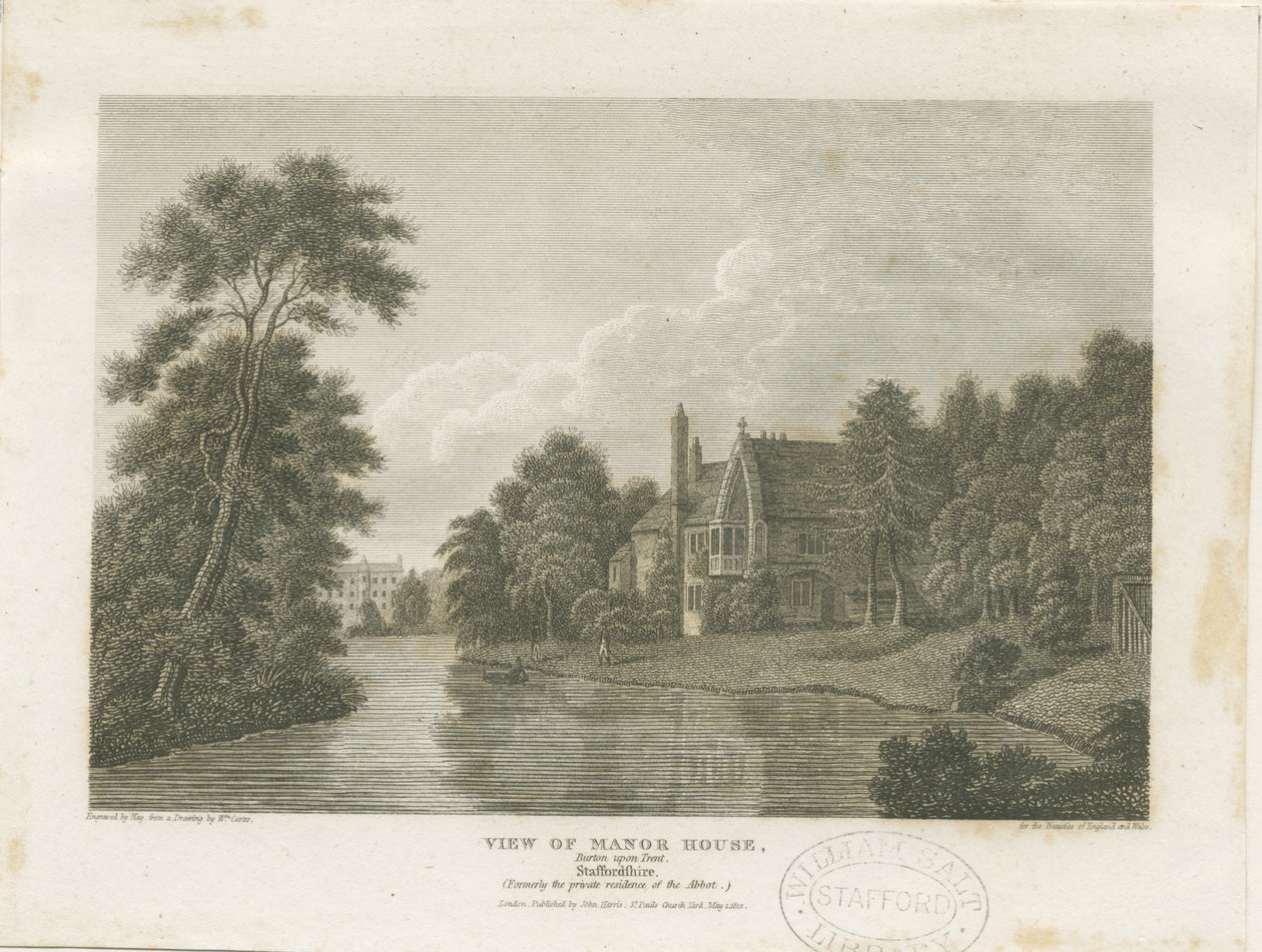 Burton-upon-Trent - Manor House: gravür, nd [c 1812] (baskı) by William Carter