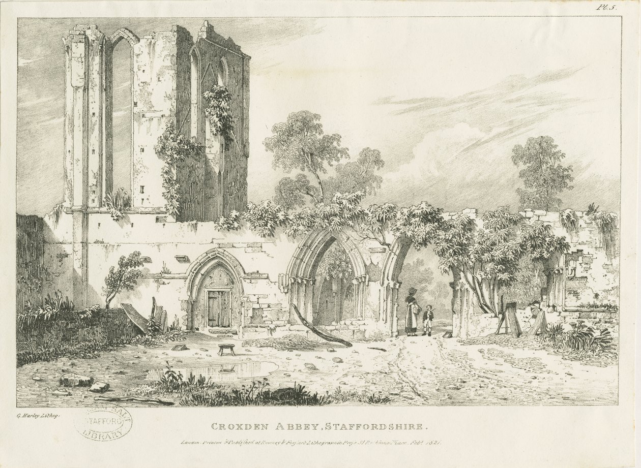 Croxden Abbey: gravür, nd [1821] (baskı) by William Carter