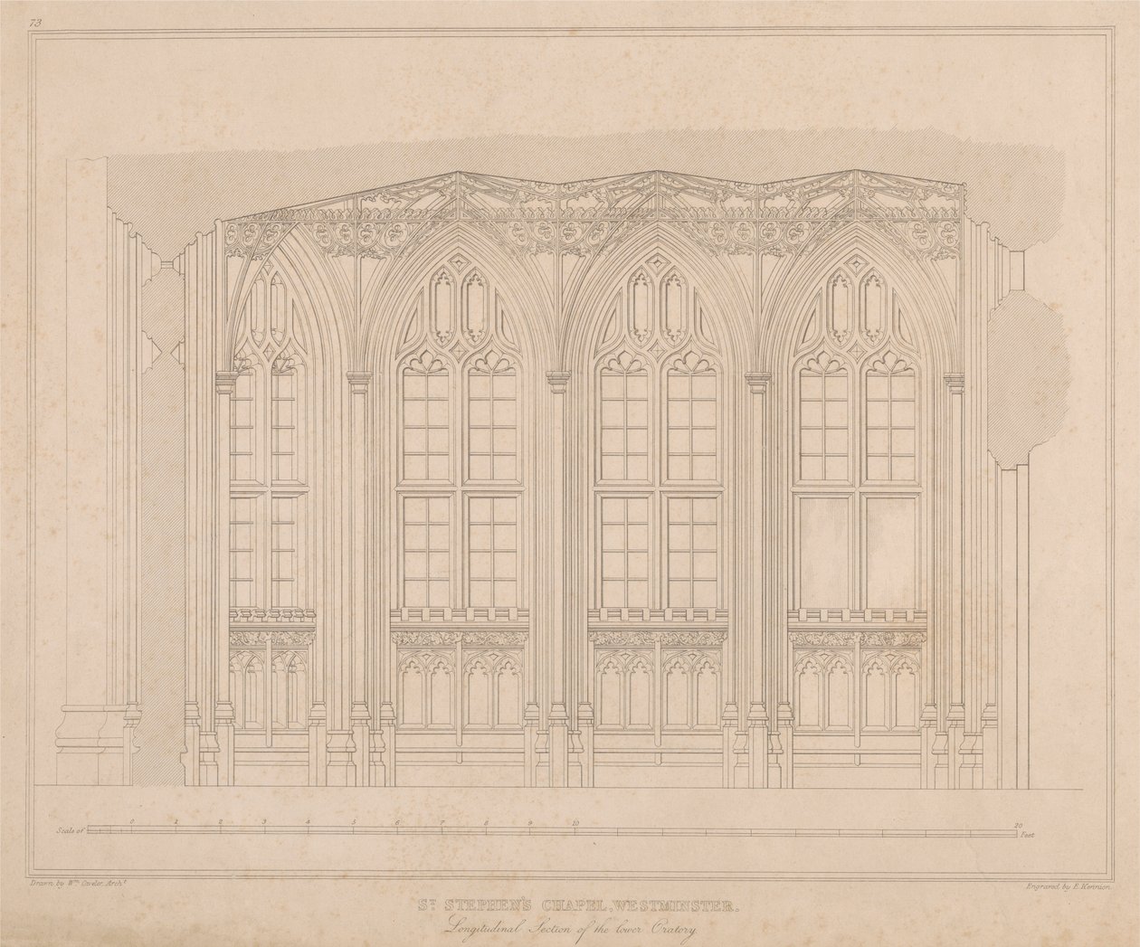 Aziz Stephen Şapeli, Westminster - Alt ibadethanenin boyuna bölümü by William Caveler