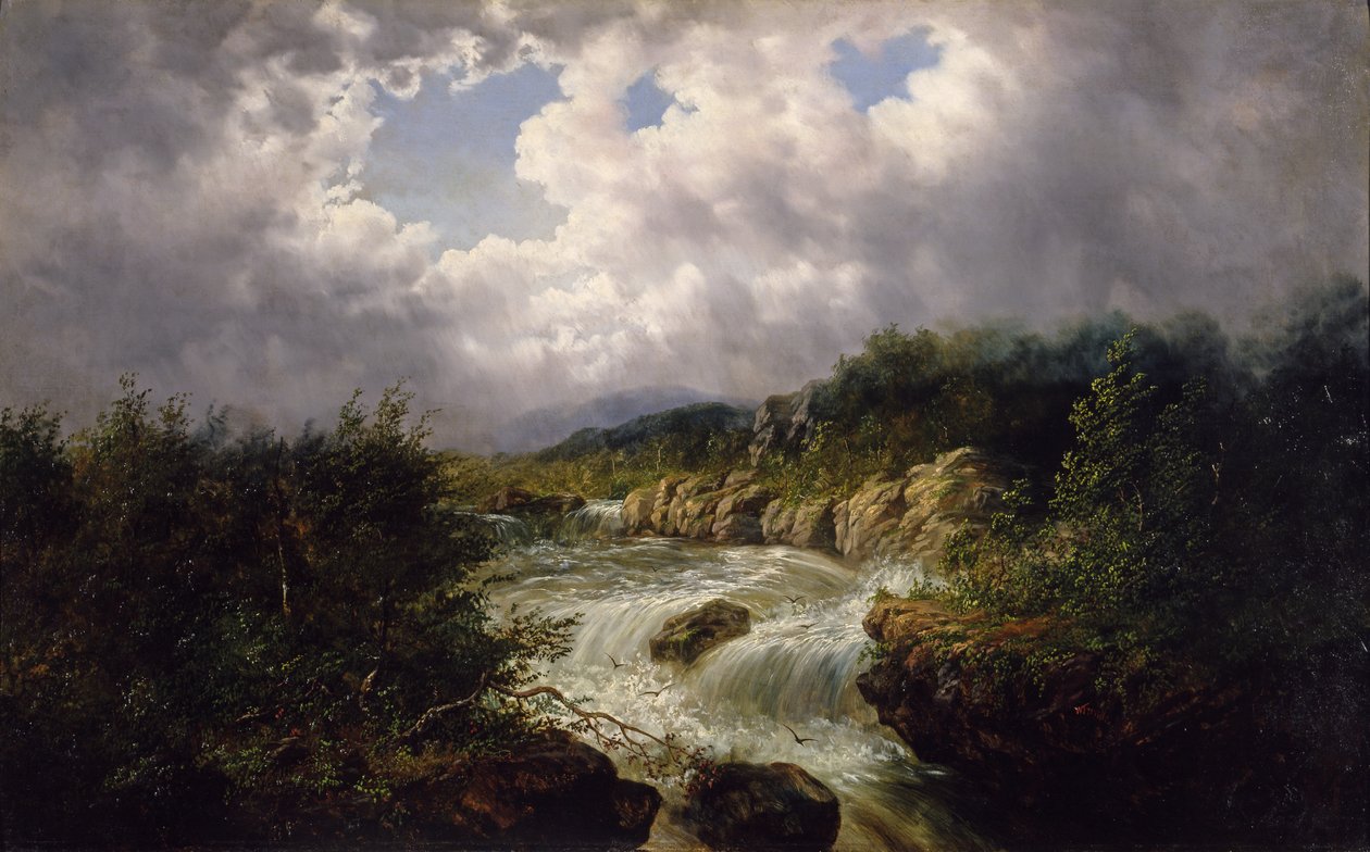 Tamahaka Şelalesi, Cherokee County, Kuzey Karolina, 1860-70 dolayları (tuval üzerine yağlı boya) by William Charles Anthony Frerichs