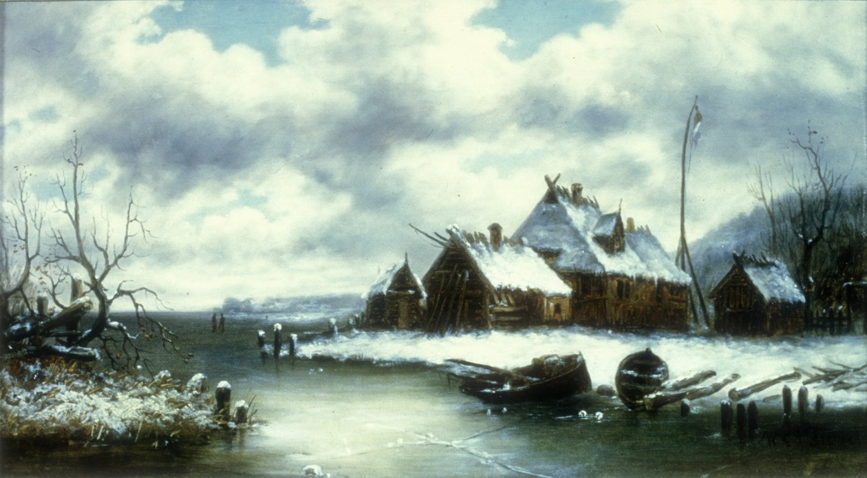 Kış Kar Sahnesi (tuval üzerine yağlı boya) by William Charles Anthony Frerichs