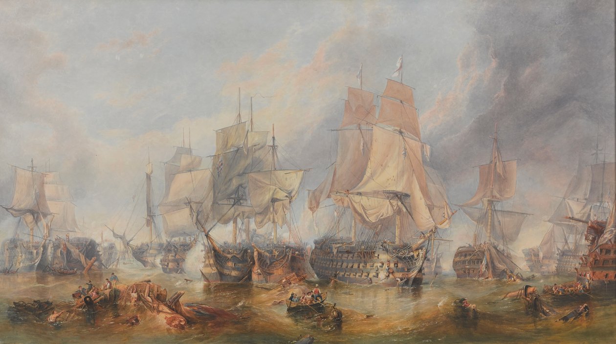 Trafalgar Savaşı, 21 Ekim 1805 (tuval üzerine yağlı boya) by William Clarkson (manner of) Stanfield