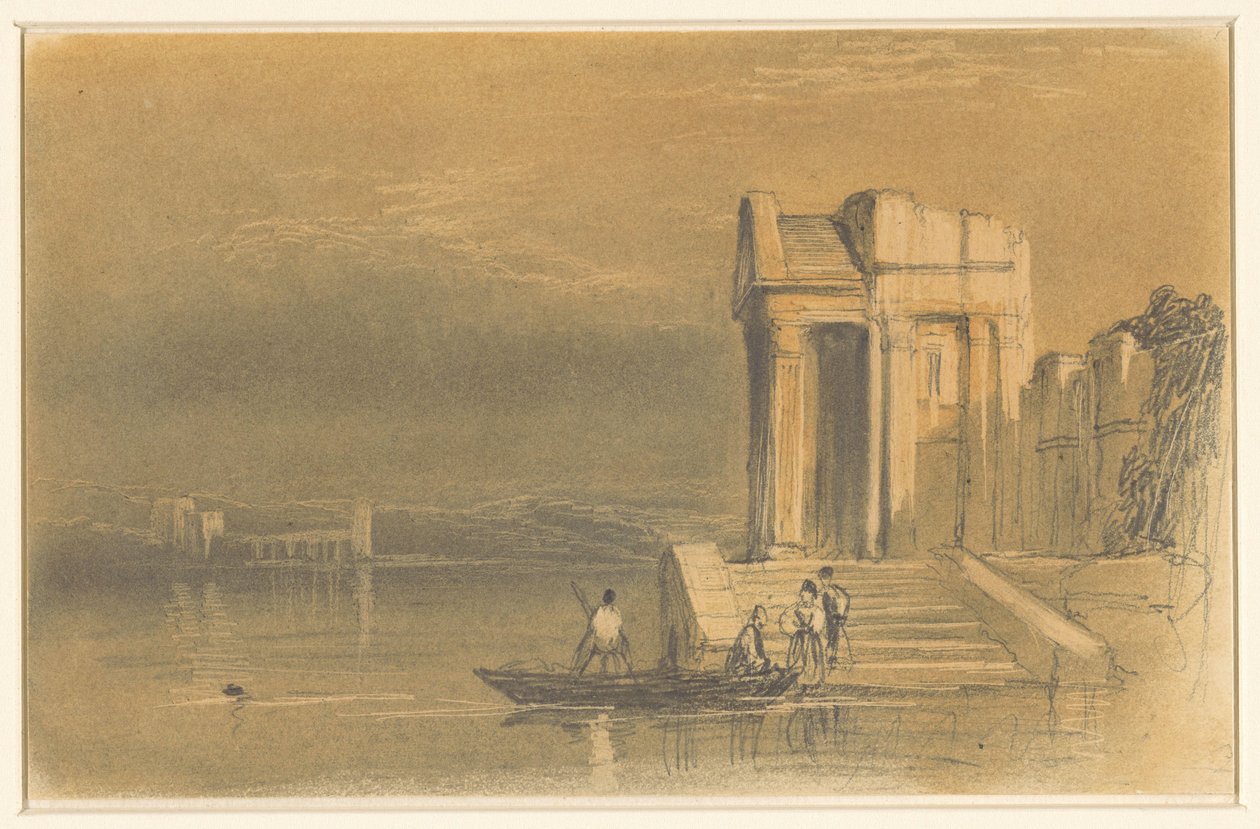 İtalyan Peyzajında Bir Göl Üzerindeki Tapınak Harabeleri by Clarkson Frederick Stanfield