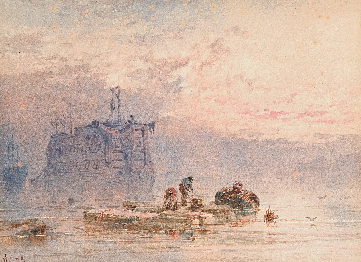 Hulklar demir atmış, 1875 by William Cook of Plymouth
