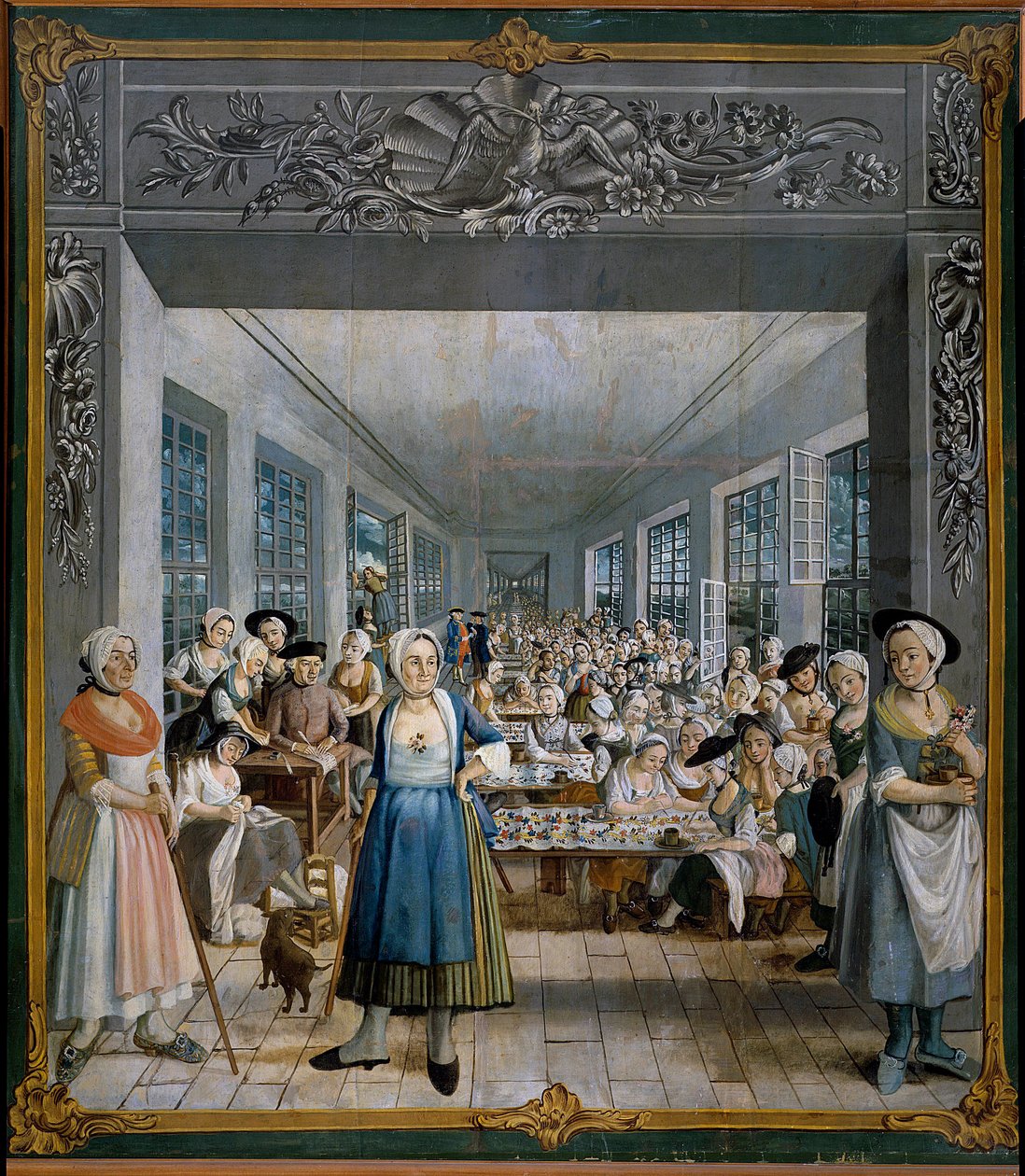 Wetter Brothers Hint Kumaş Fabrikası: Joseph Gabriel Rossetti (18. yüzyıl) tarafından İşçi Atölyesi Tablosu. 1764 Orange, Musee Municipal - Wetter