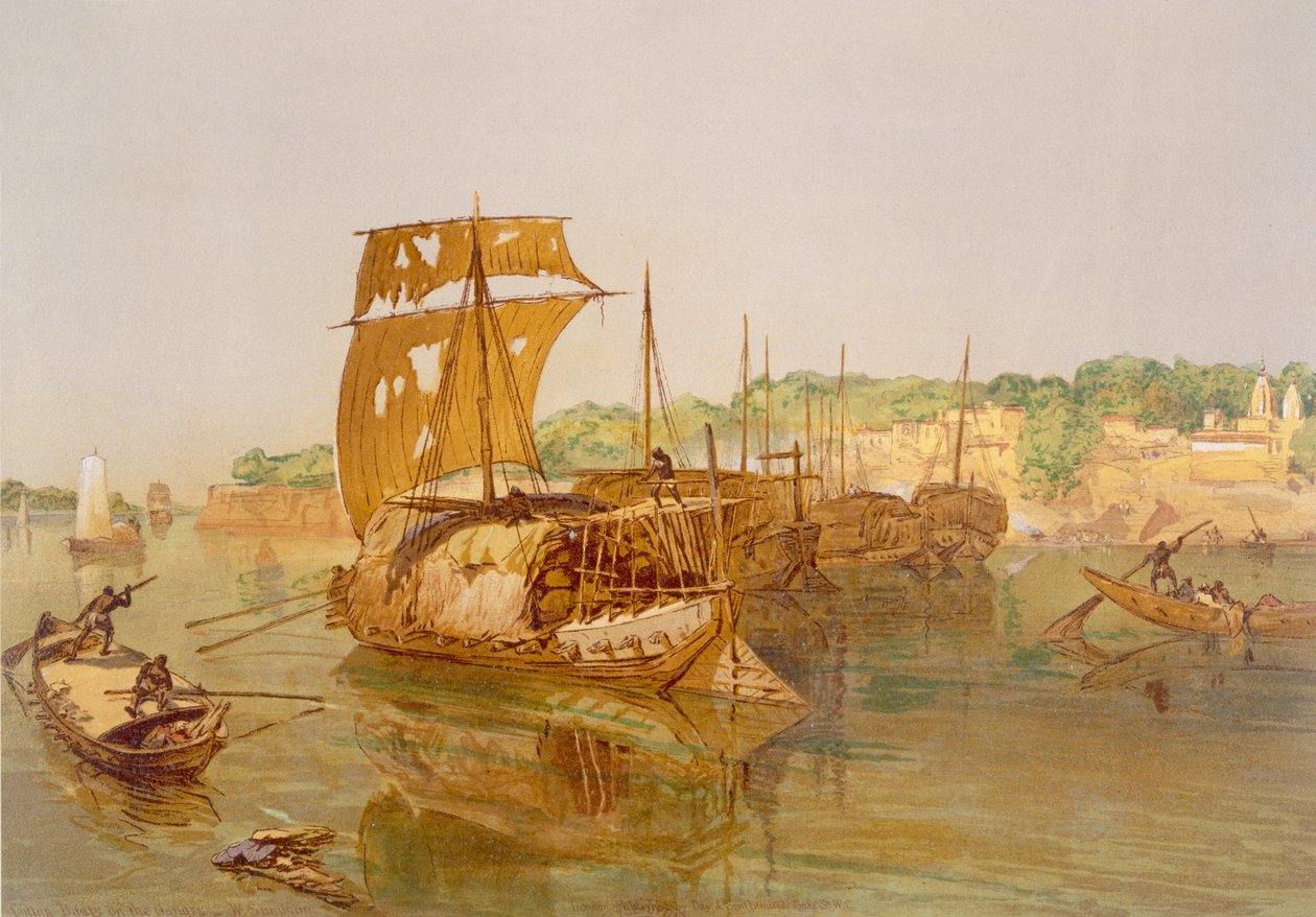 Ganj'da Tekneler, 'Hindistan Antik ve Modern'den, 1867 by William Crimea Simpson