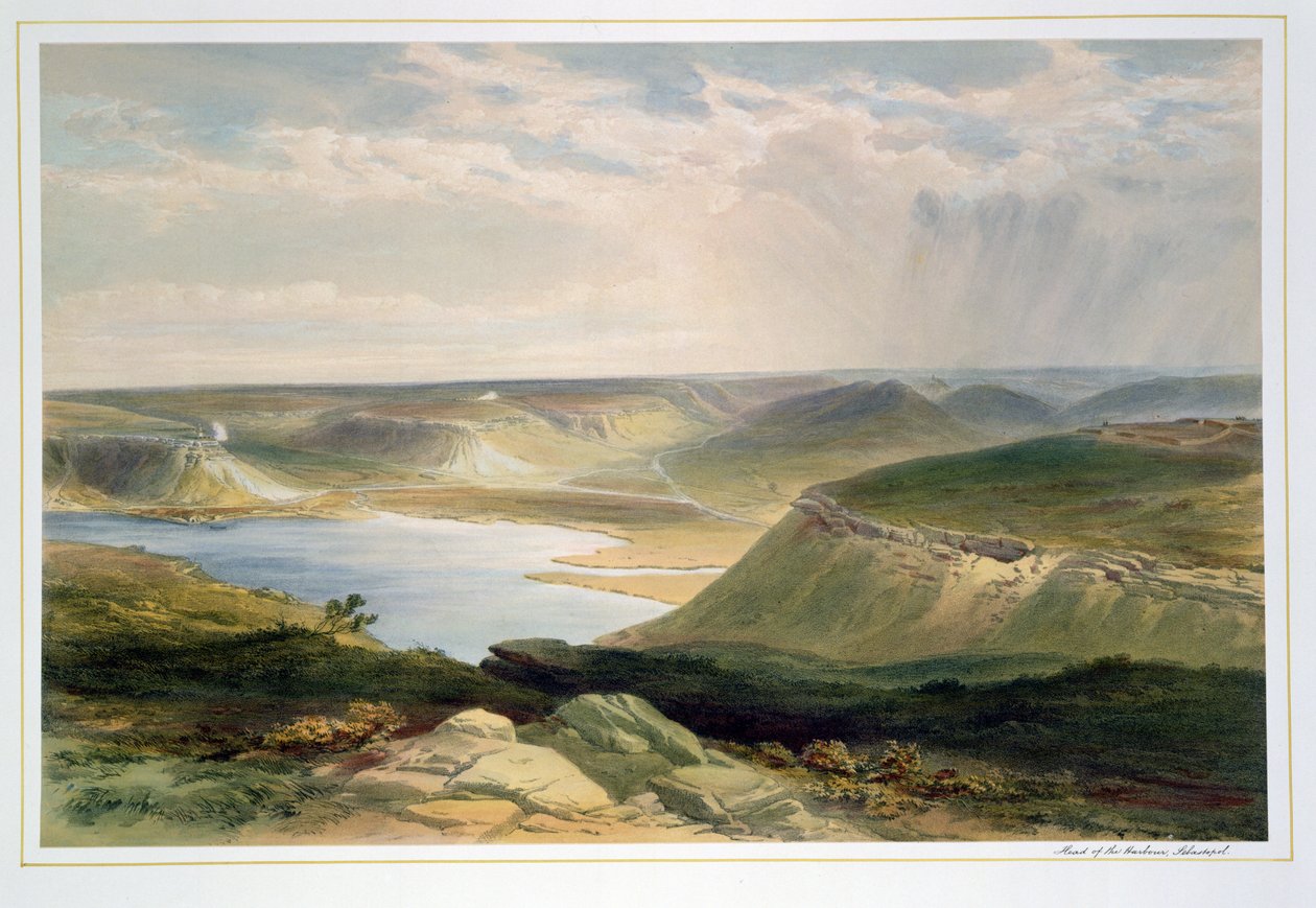 Liman Başkanı, Sivastopol, Colnaghi and Co., 1856 tarafından yayınlanan 'Doğudaki Savaş Yeri'nden levha by William Crimea Simpson