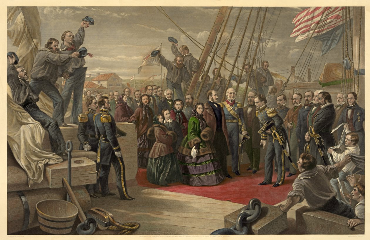 Kraliçe Victoria, HMS Resolute'u ziyaret ediyor, 16 Aralık 1856, 1859'da yayınlandı by William Crimea Simpson