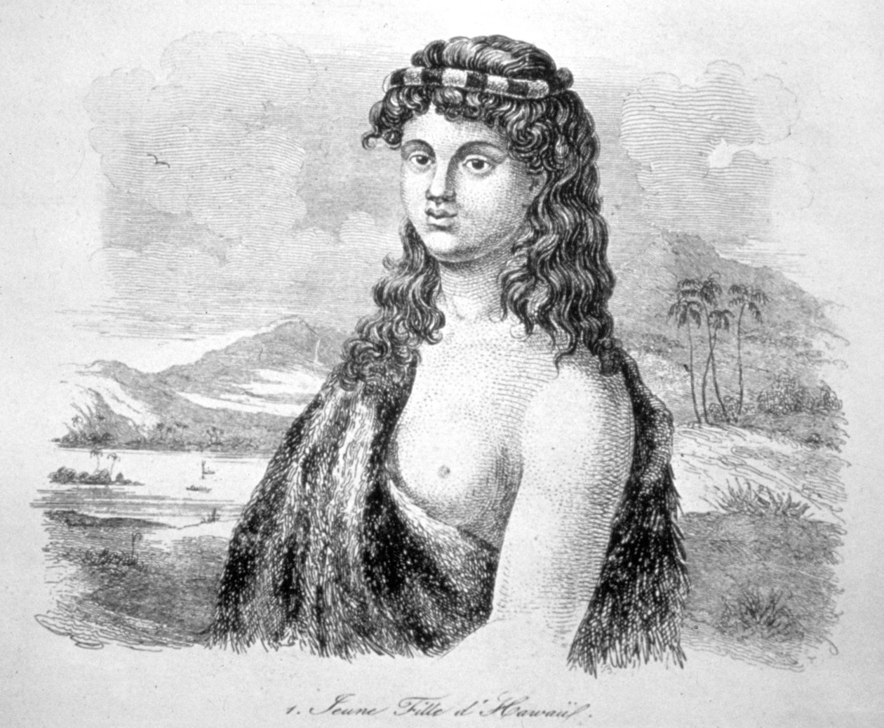 Hawaii adasından genç kız, c1824. by William Dampier