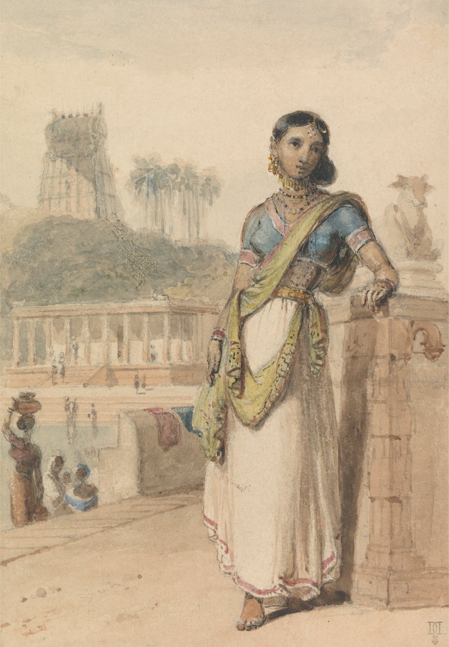 Duvarın Yanında Duran Yüksek Kasttan Bir Kadın by William Daniell