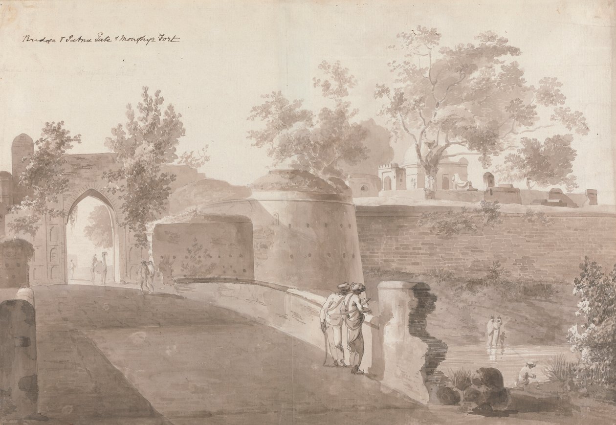 Köprü ve Patna Kapısı ve Monghyr Kalesi by William Daniell