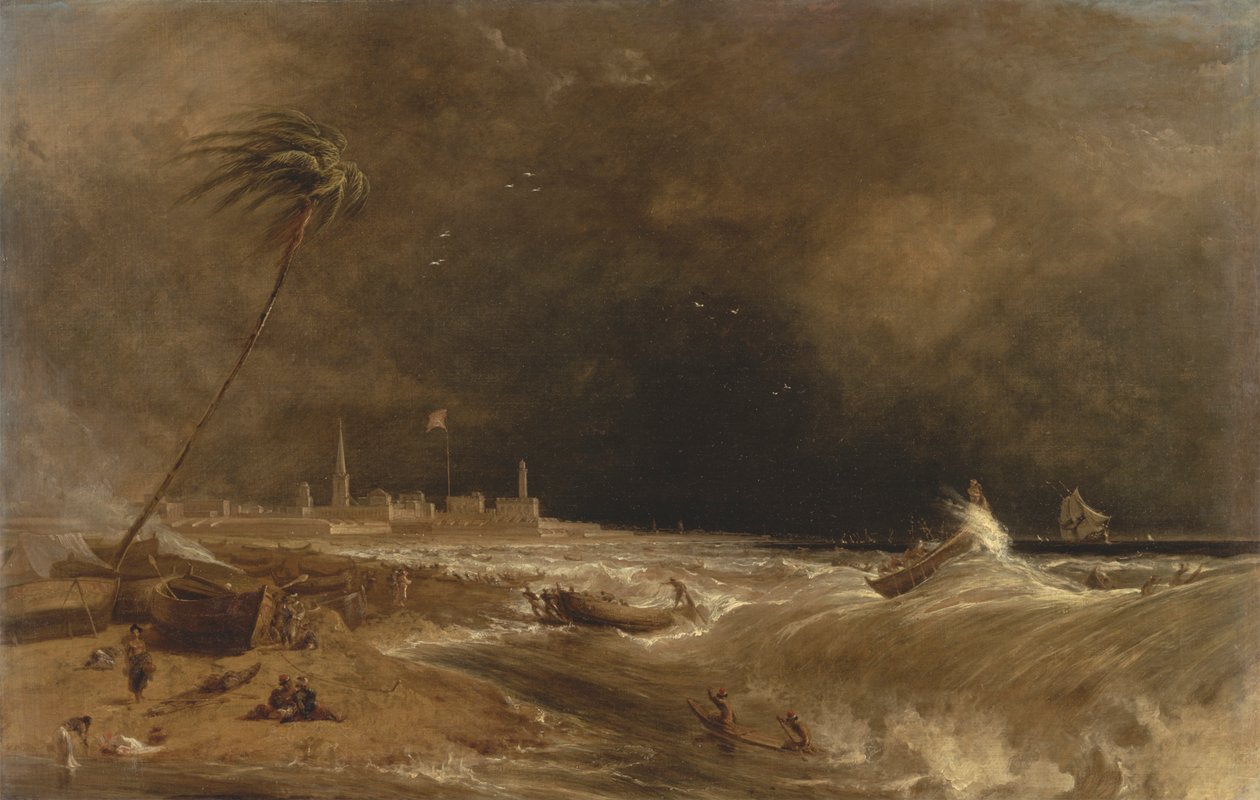 Madras veya Fort St. George, Bengal Körfezi'nde -- Geçen Bir Fırtına [1833, Royal Academy of Arts, Londra, sergi kataloğu] by William Daniell