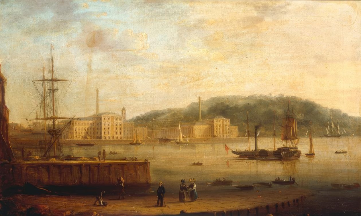 Royal William Victualling Yard ile Plymouth Limanı by William Daniell