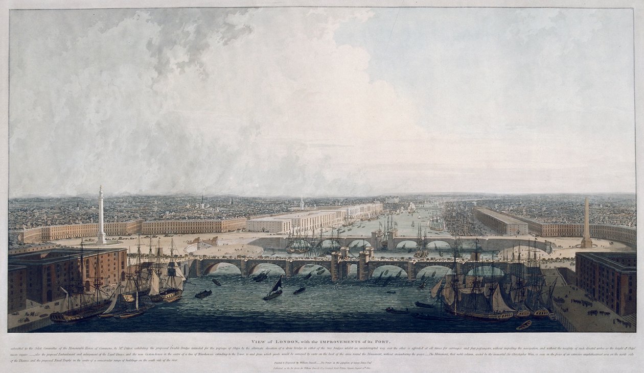 Önerilen Londra Köprüsü, Londra, 1802. by William Daniell