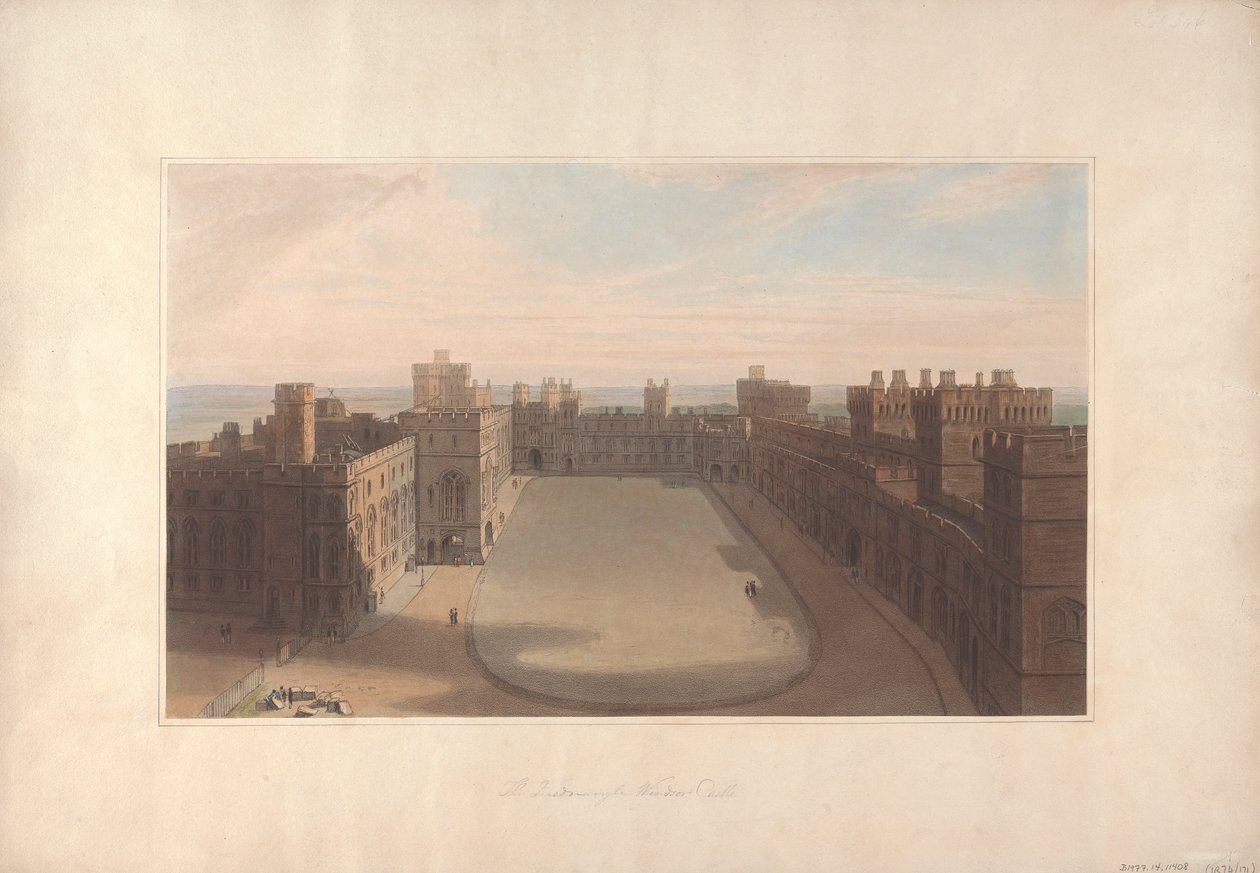 Dörtgen, Windsor Kalesi - Yuvarlak Kuleden Görünüm, Windsor Kalesi by William Daniell