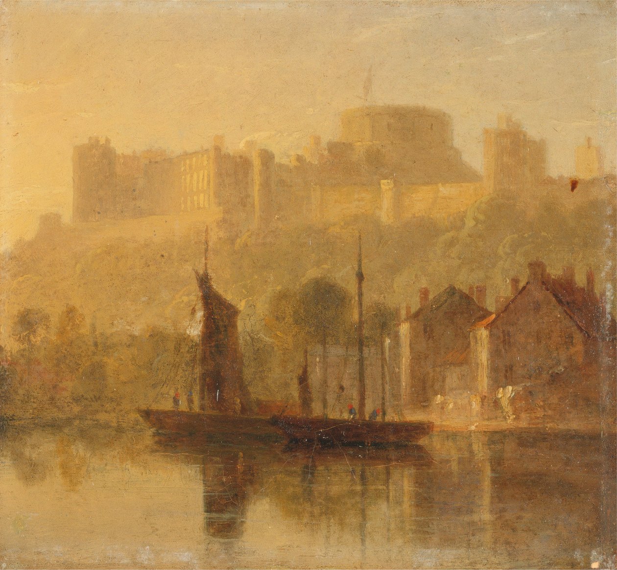 Thames'ten Windsor Kalesi by William Daniell