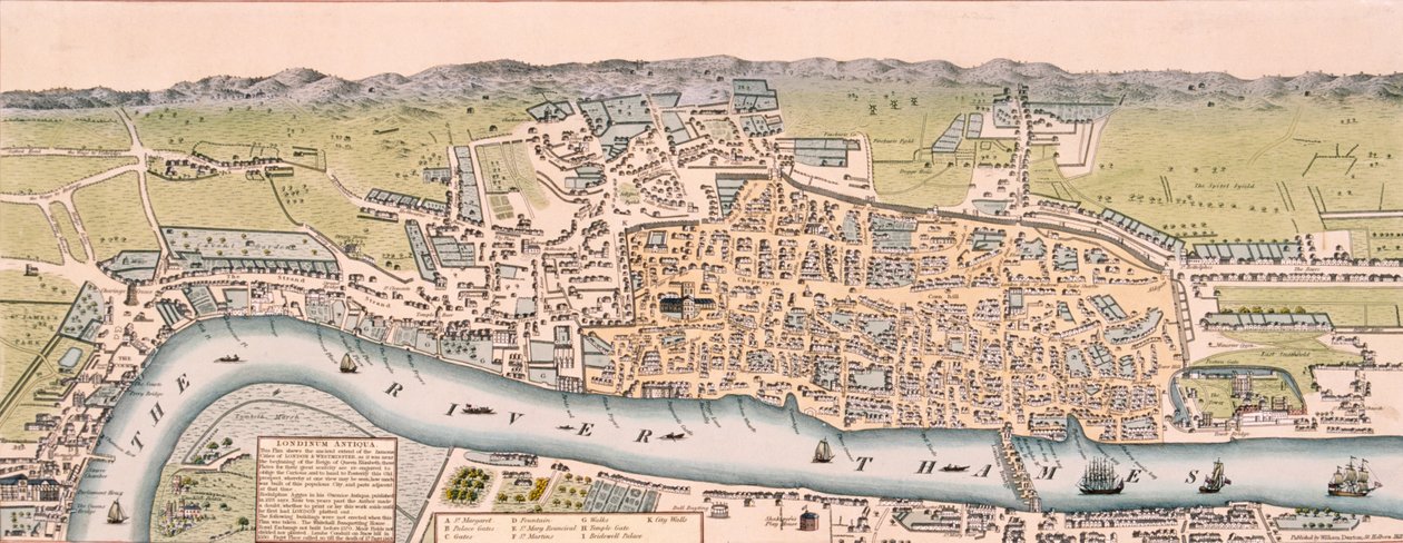 Londra Haritası, c1563 by William Darton
