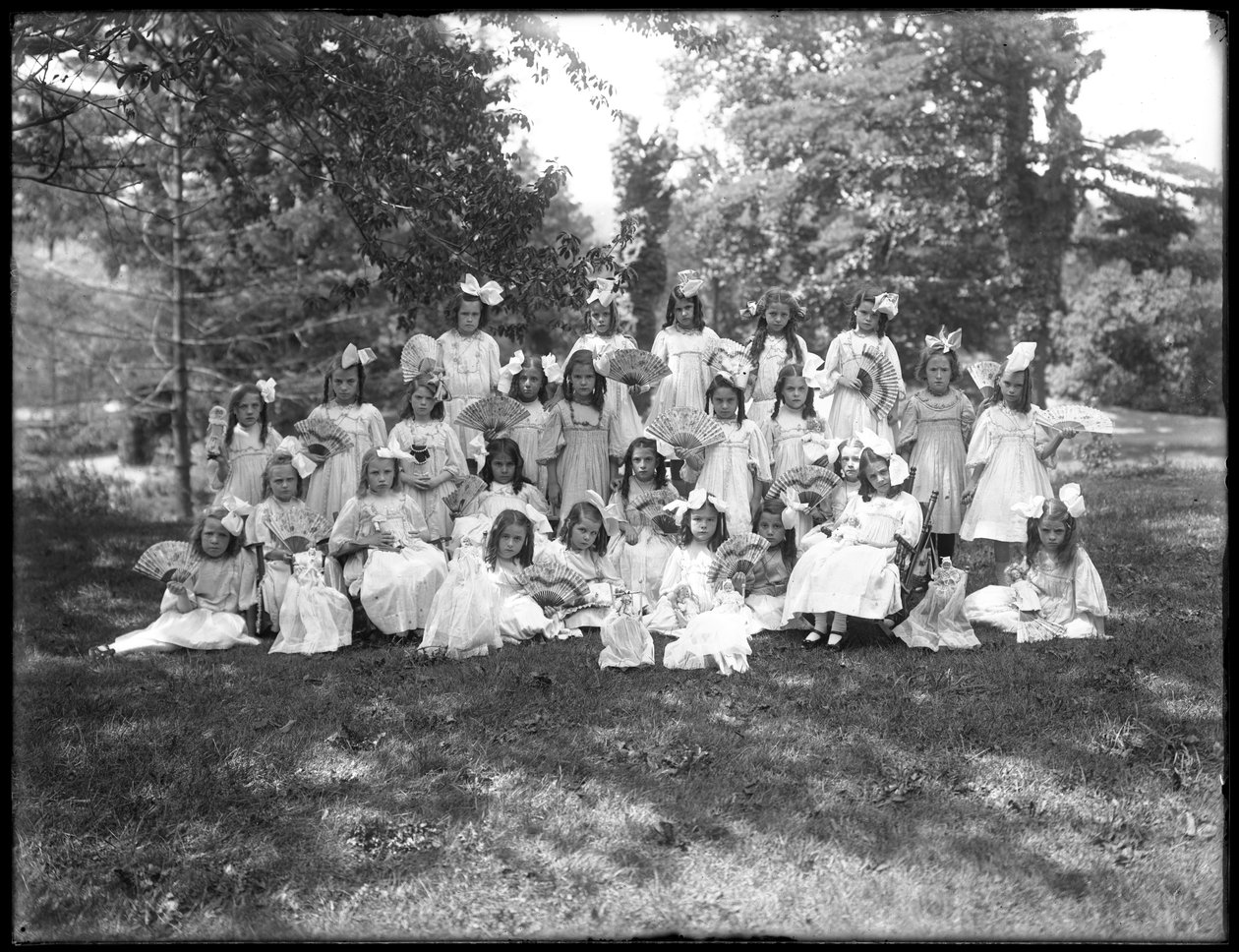 Group portrait of unidentified little girls, probably the Roman Catholic Orphan Asylum, Kingsbridge, Bronx, c.1910  by William Davis Hassler