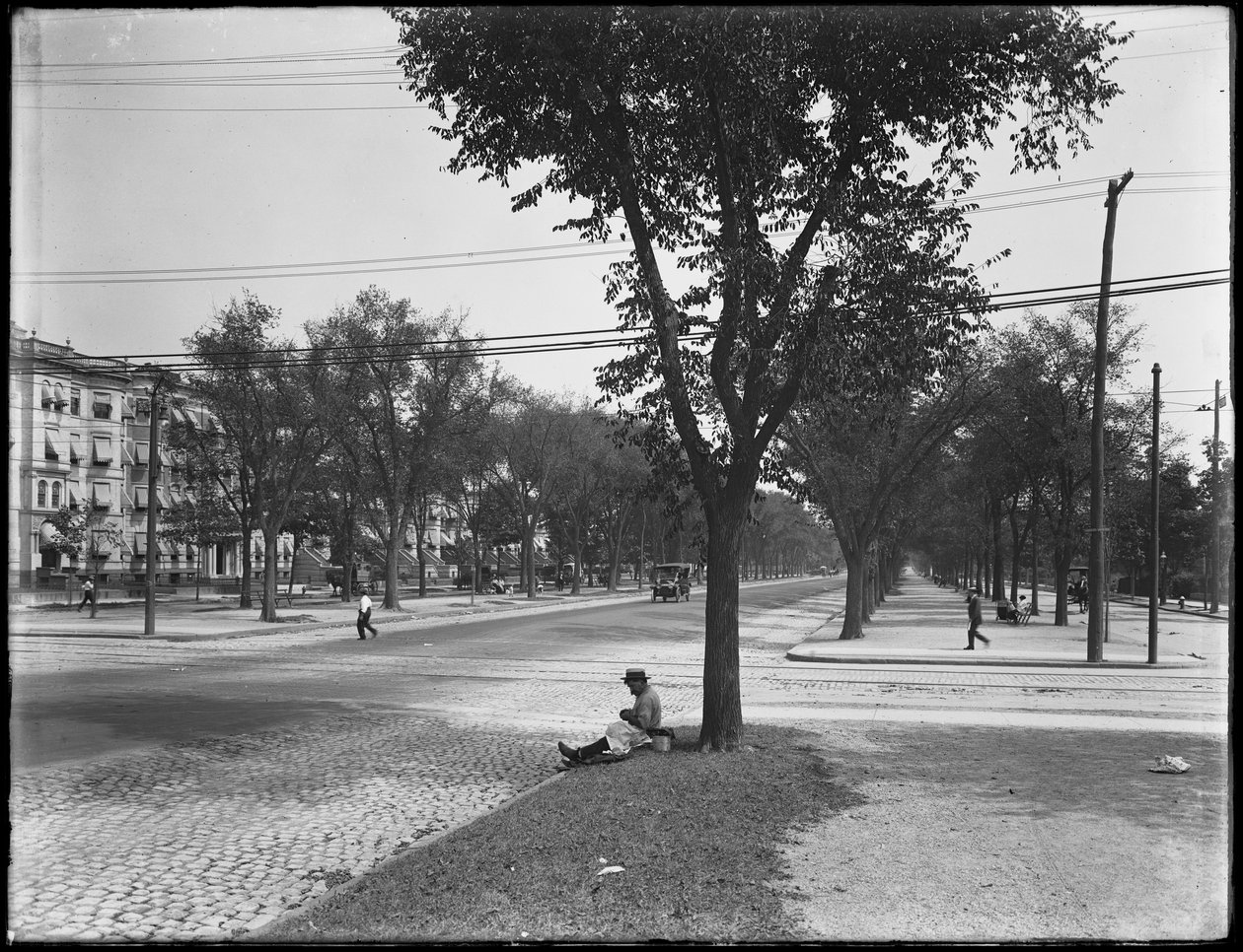 Öğle yemeği kovalı saman kayıkçı adam, Nostrand Avenue, Brooklyn, 31 Ağustos 1914